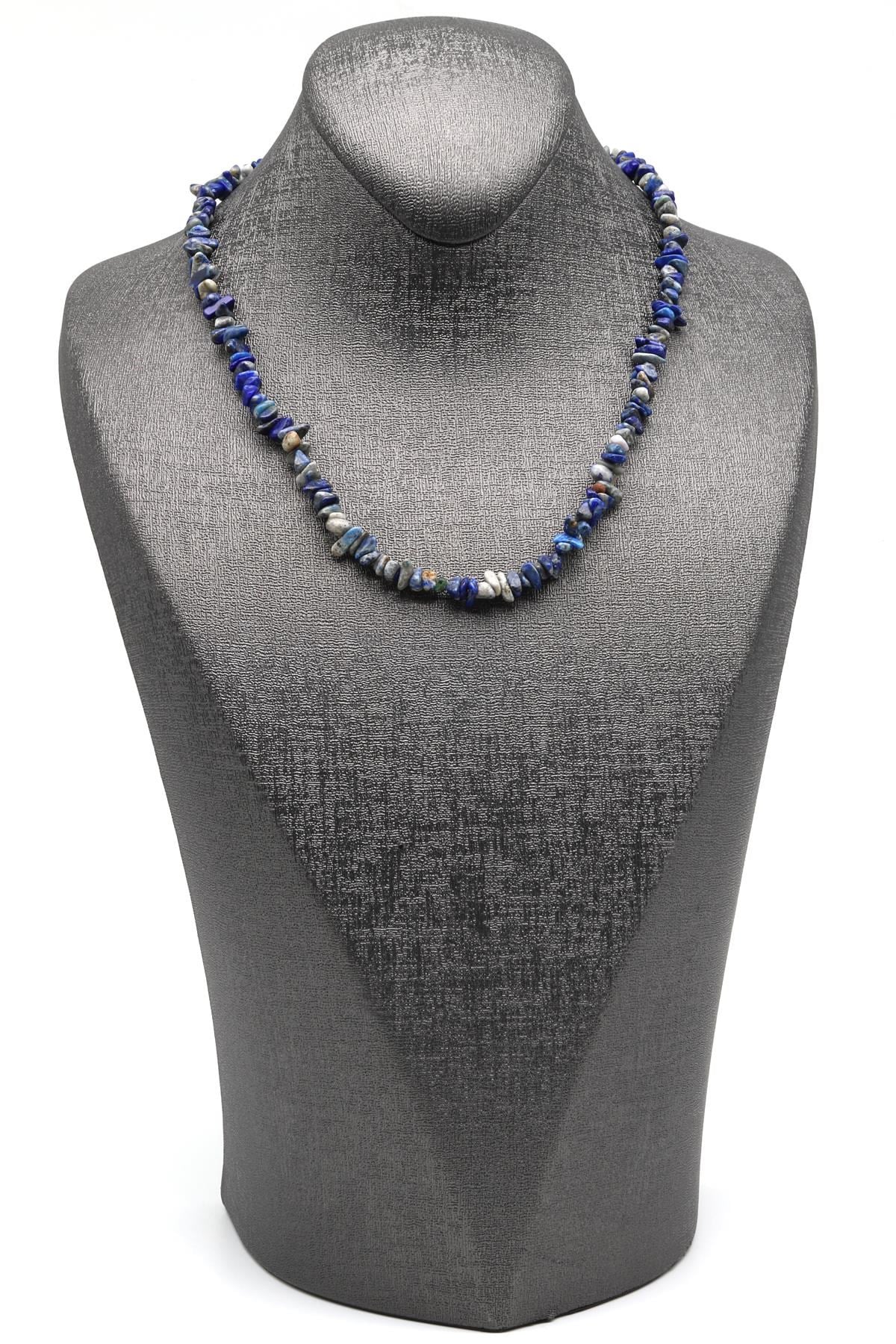 Lapis Lazuli ( Çelik Klipsli ) Doğal Taş Kırıktaş Kolye 