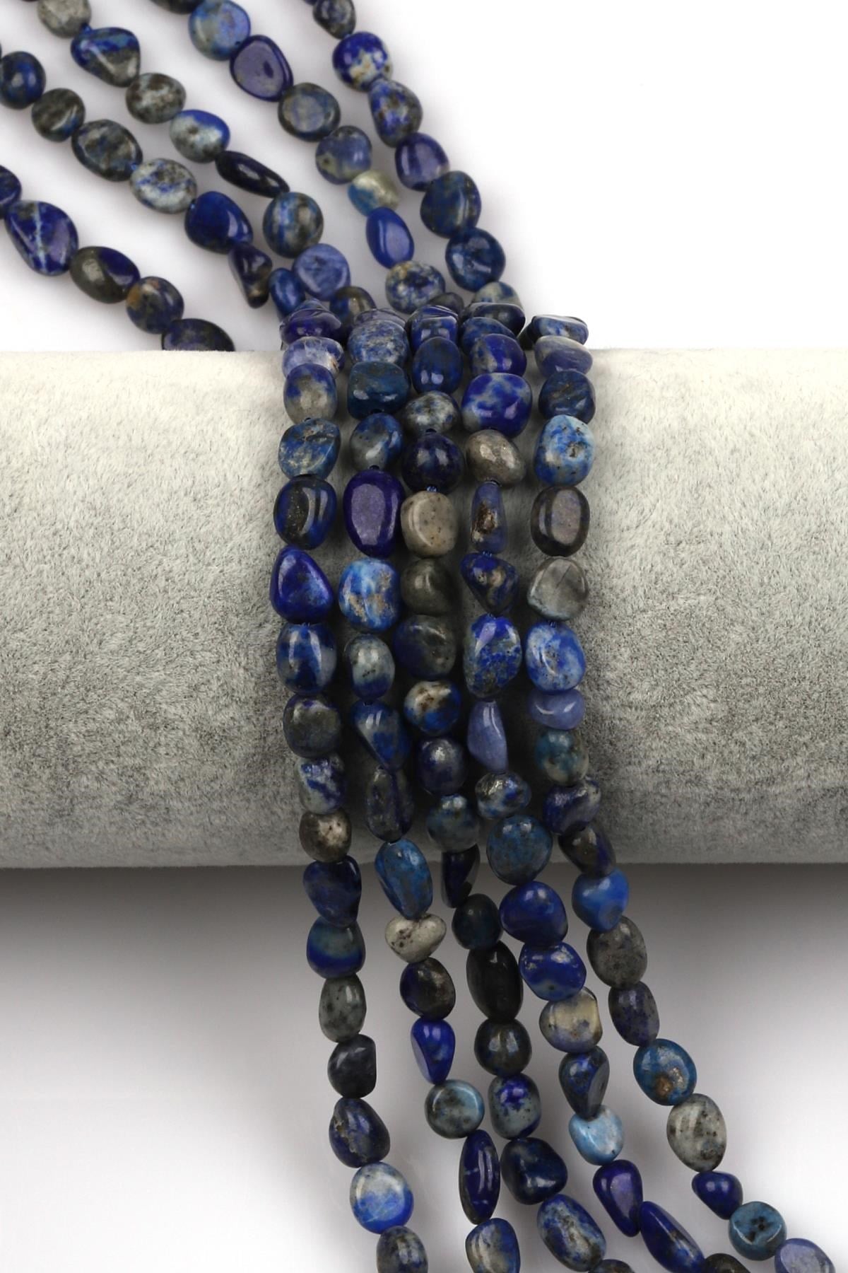 Lapis Lazuli Doğal Taş Dizi 6 x 8 mm Mercimek Kesim