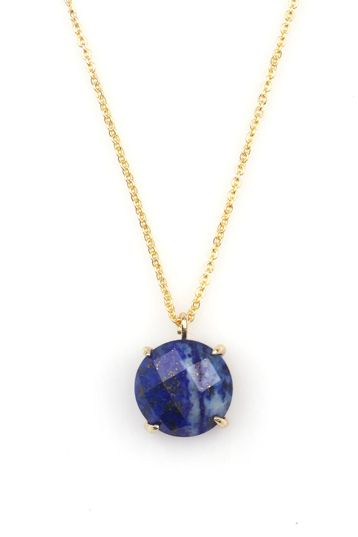 Lapis Lazuli Doğal Taş Gold Renkli Kolye