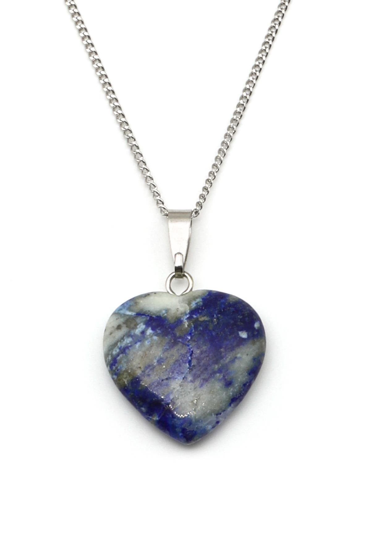 Lapis Lazuli Doğal Taş Kalp Model Kolye