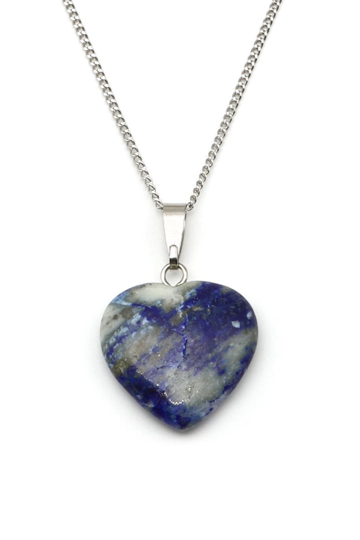 Lapis Lazuli Doğal Taş Kalp Model Kolye