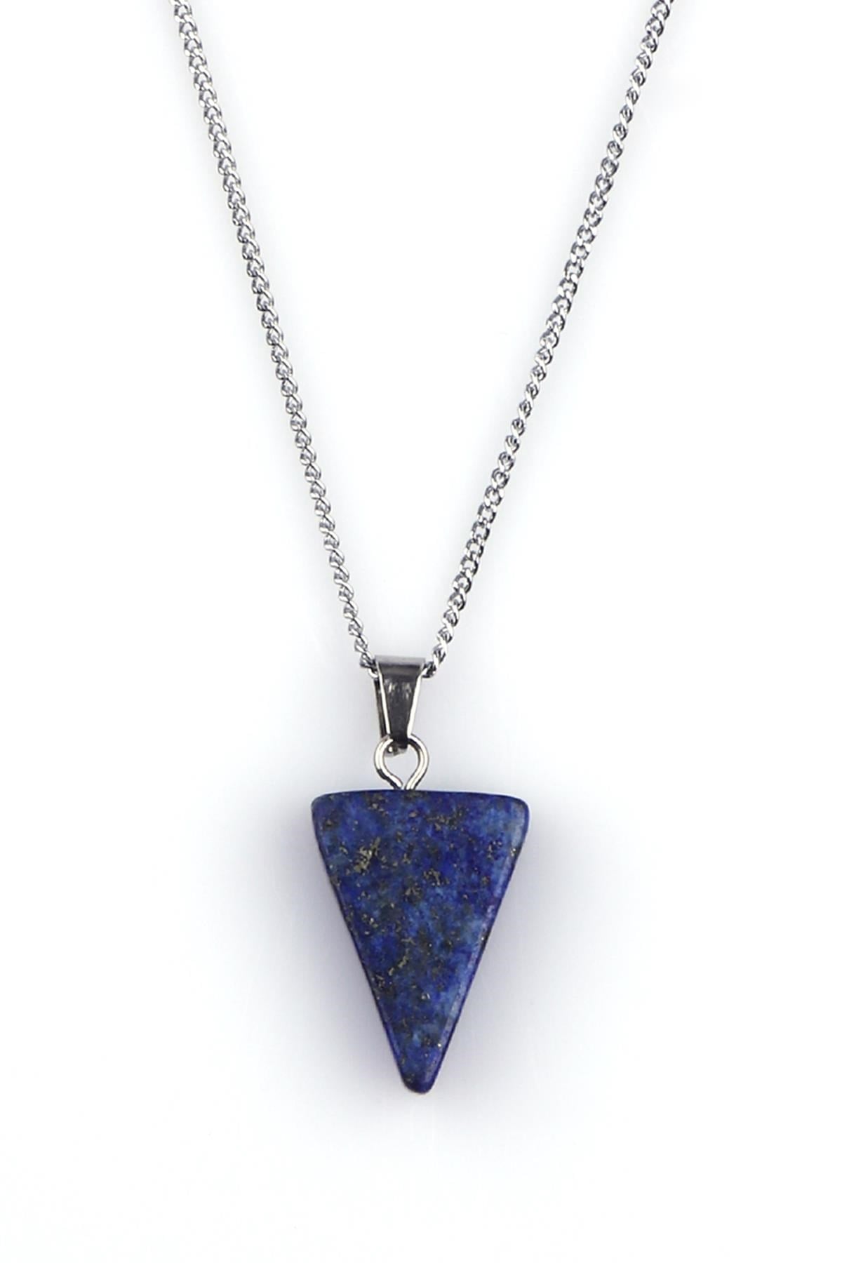 Lapis Lazuli Doğal Taş Üçgen Model Kolye