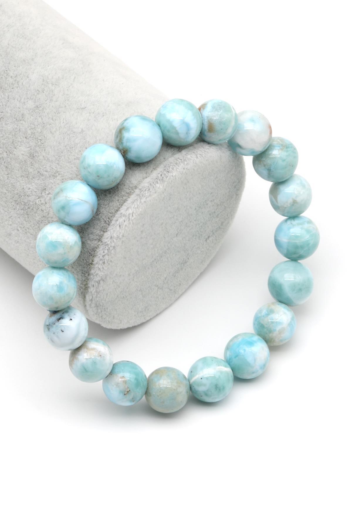 Larimar Doğal Taş Bileklik 11 mm Küre Kesim - BLK-2001