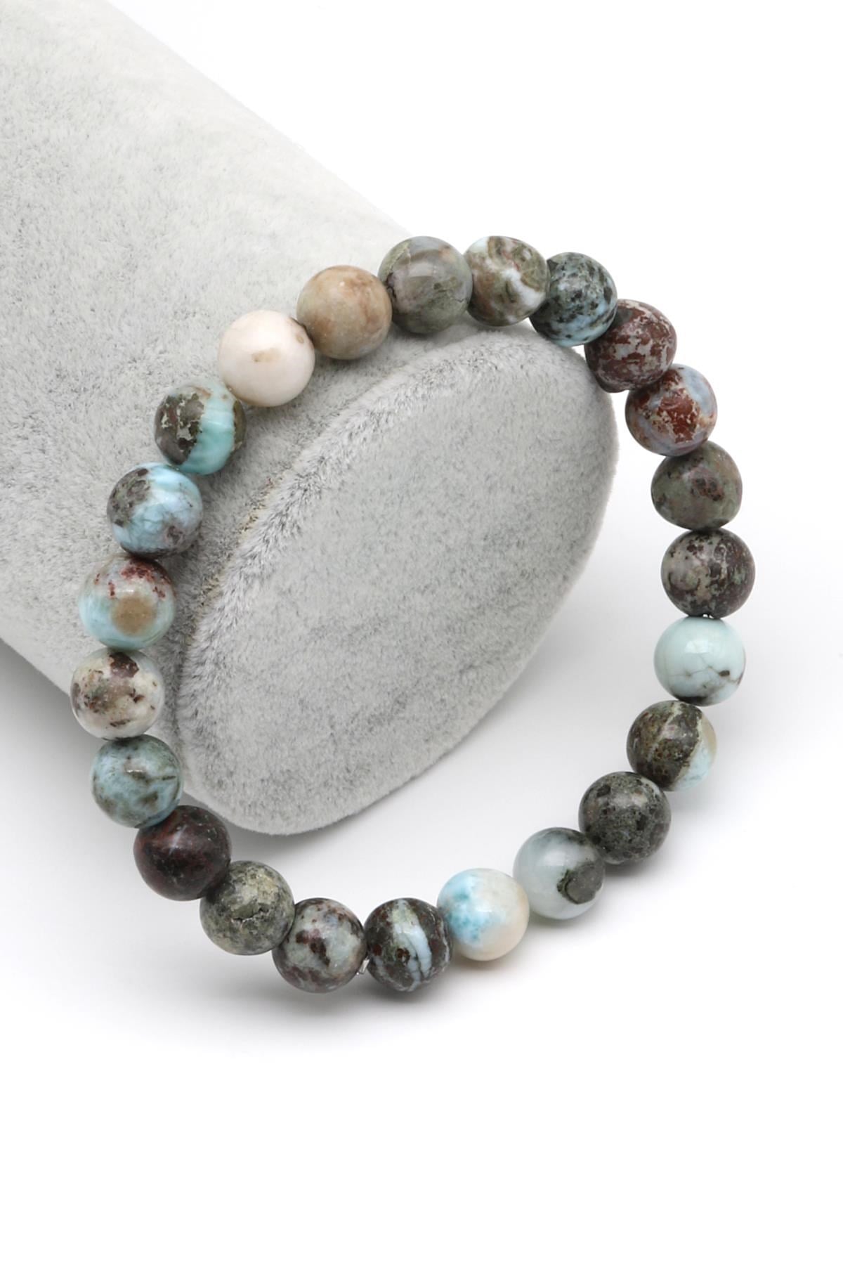 Larimar Doğal Taş Bileklik 8 mm Küre Kesim