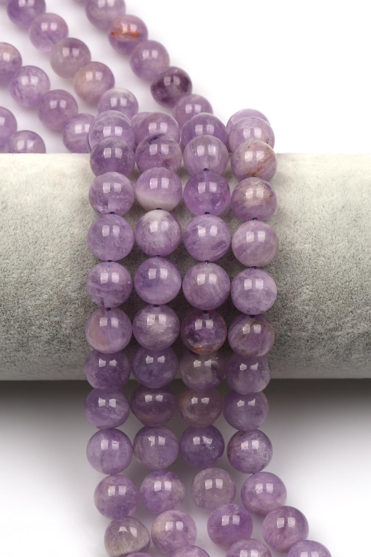 Lavander Ametist (AA Kalite) Doğal Taş Dizi 10 mm Küre Kesim