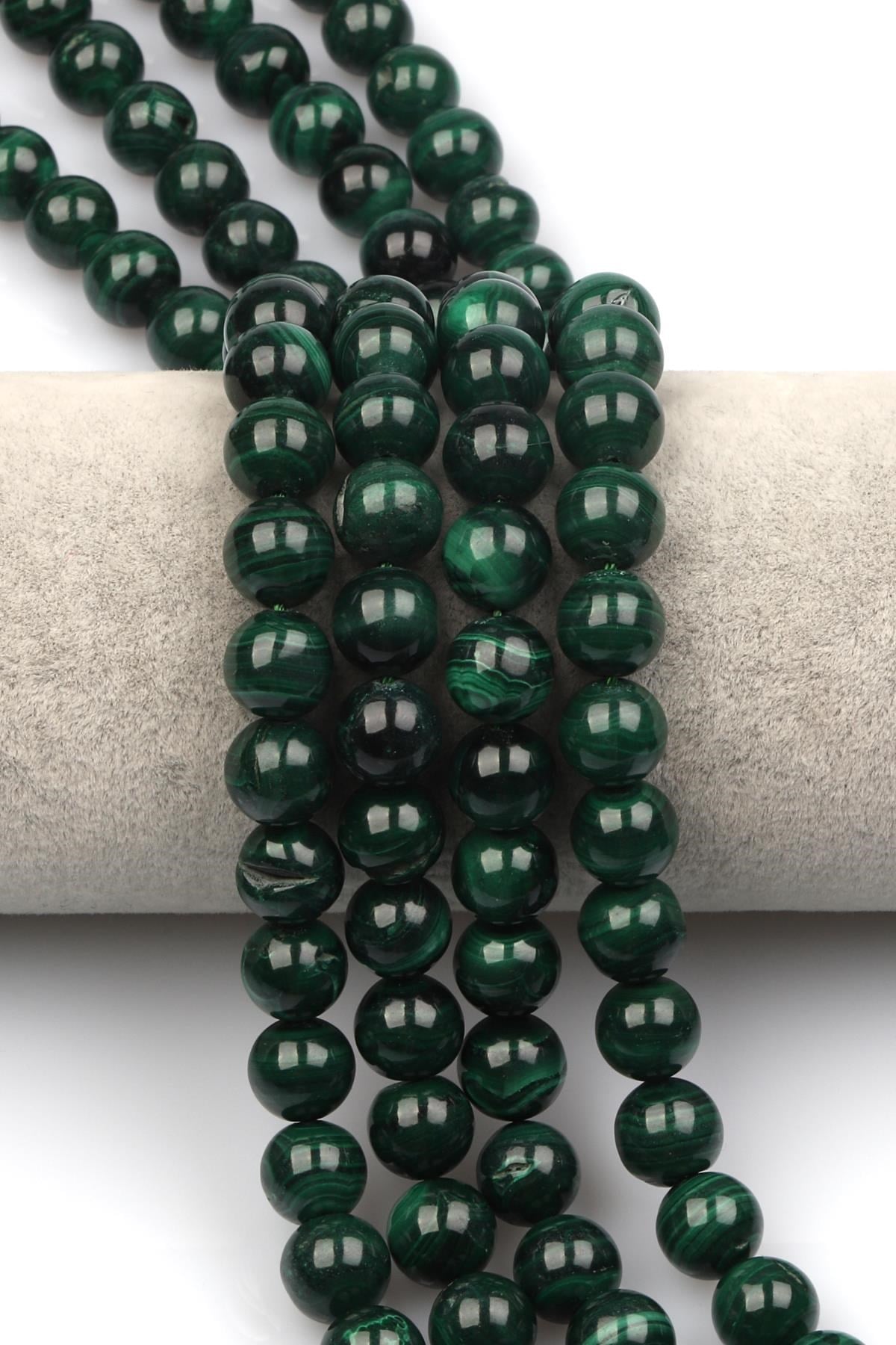 Malakit ( AB Kalite ) Doğaltaş Dizi 10 mm Küre Kesim
