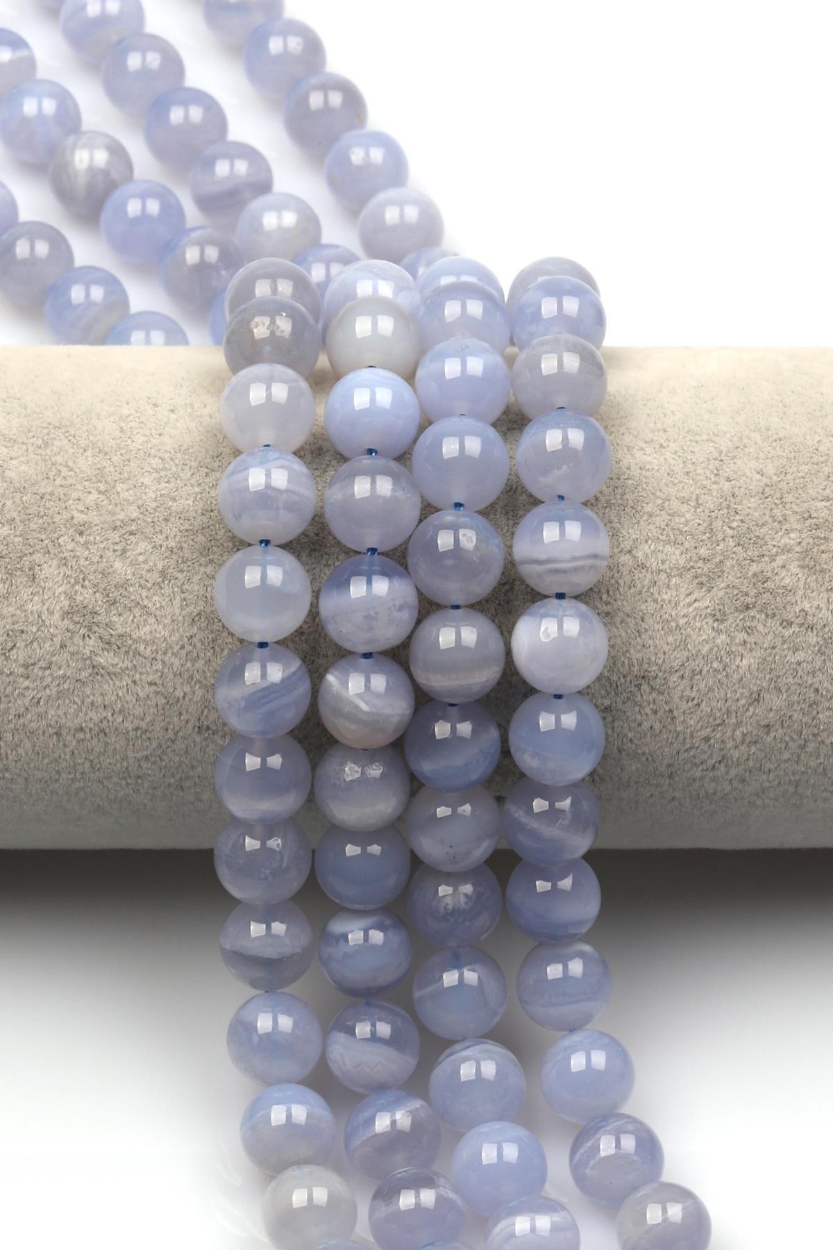 Mavi Kalsedon (AA Kalite) Doğal Taş Dizi 10 mm Küre Kesim