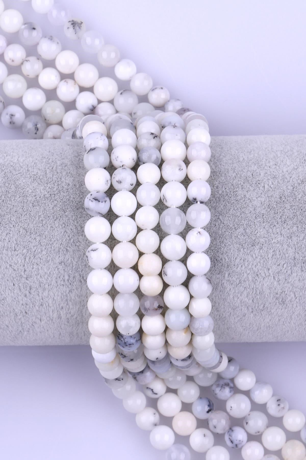 Merlinite Opal Doğal Taş Dizi 6 mm Küre Kesim 