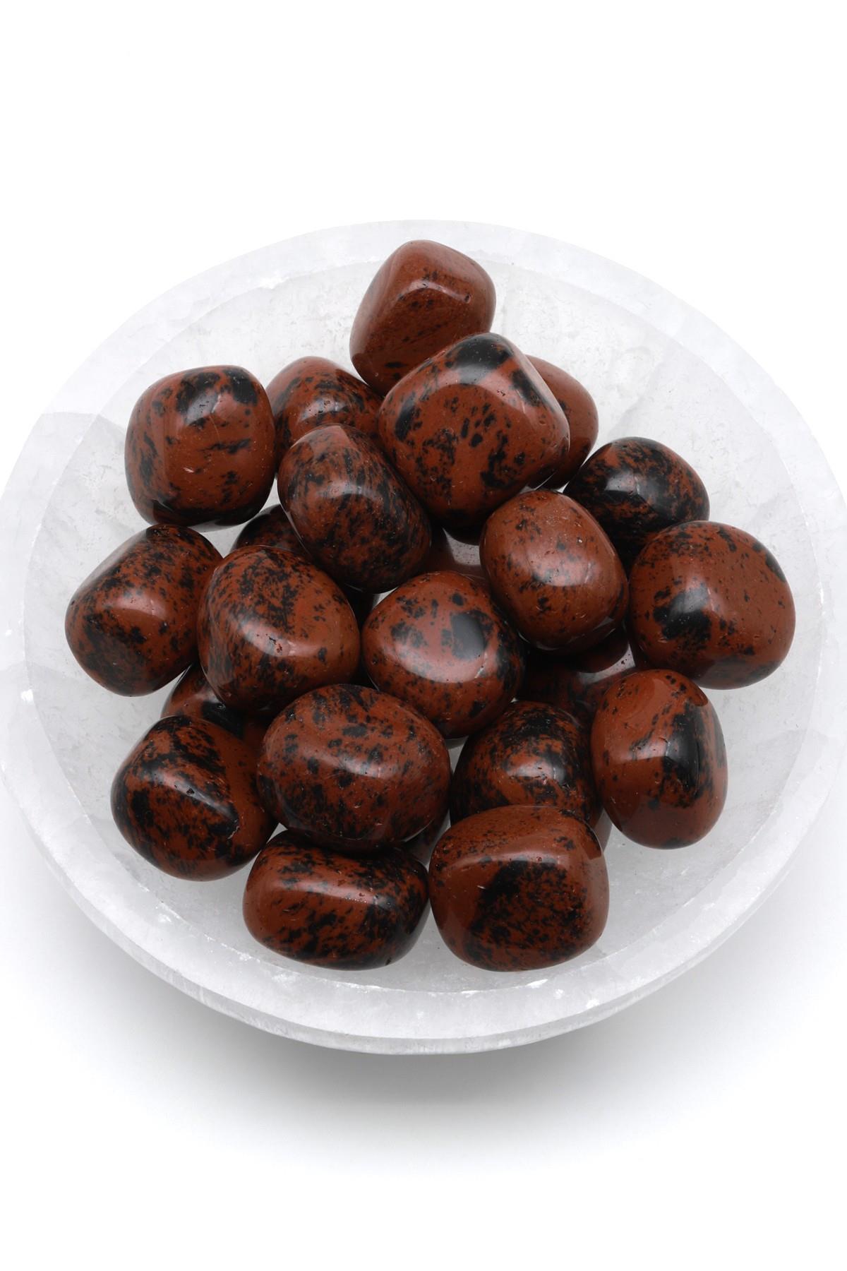 Mohogany Obsidyen Doğal Taş Tamburlanmış Parça - Tımbıl - TMB-0197