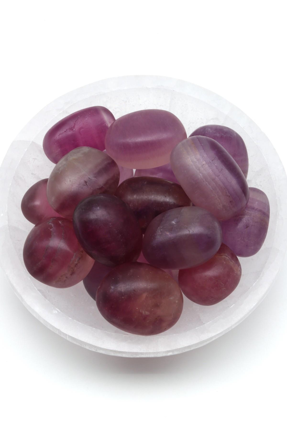 Mor Florit Doğal Taş Tamburlanmış Parça - Tımbıl