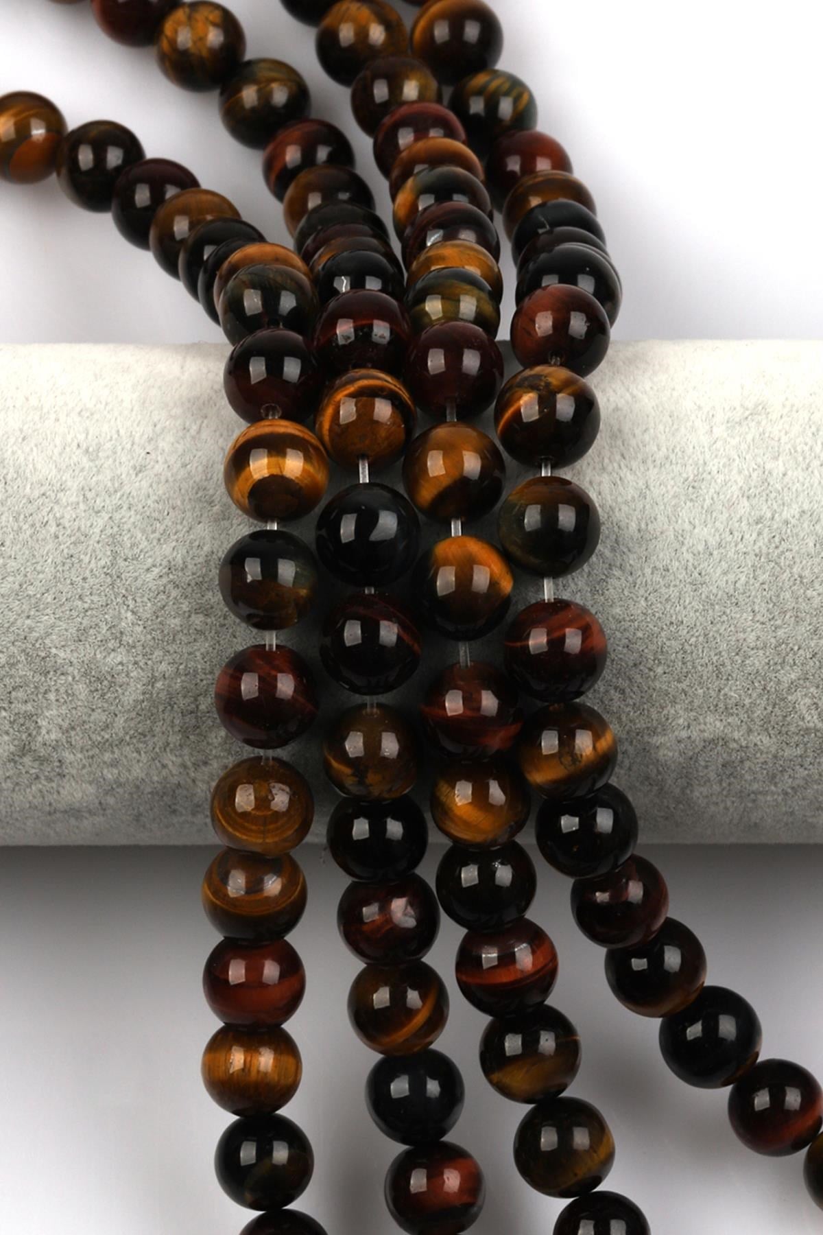 Multi Kaplan Gözü Doğal Taş Dizi 10 mm Küre Kesim