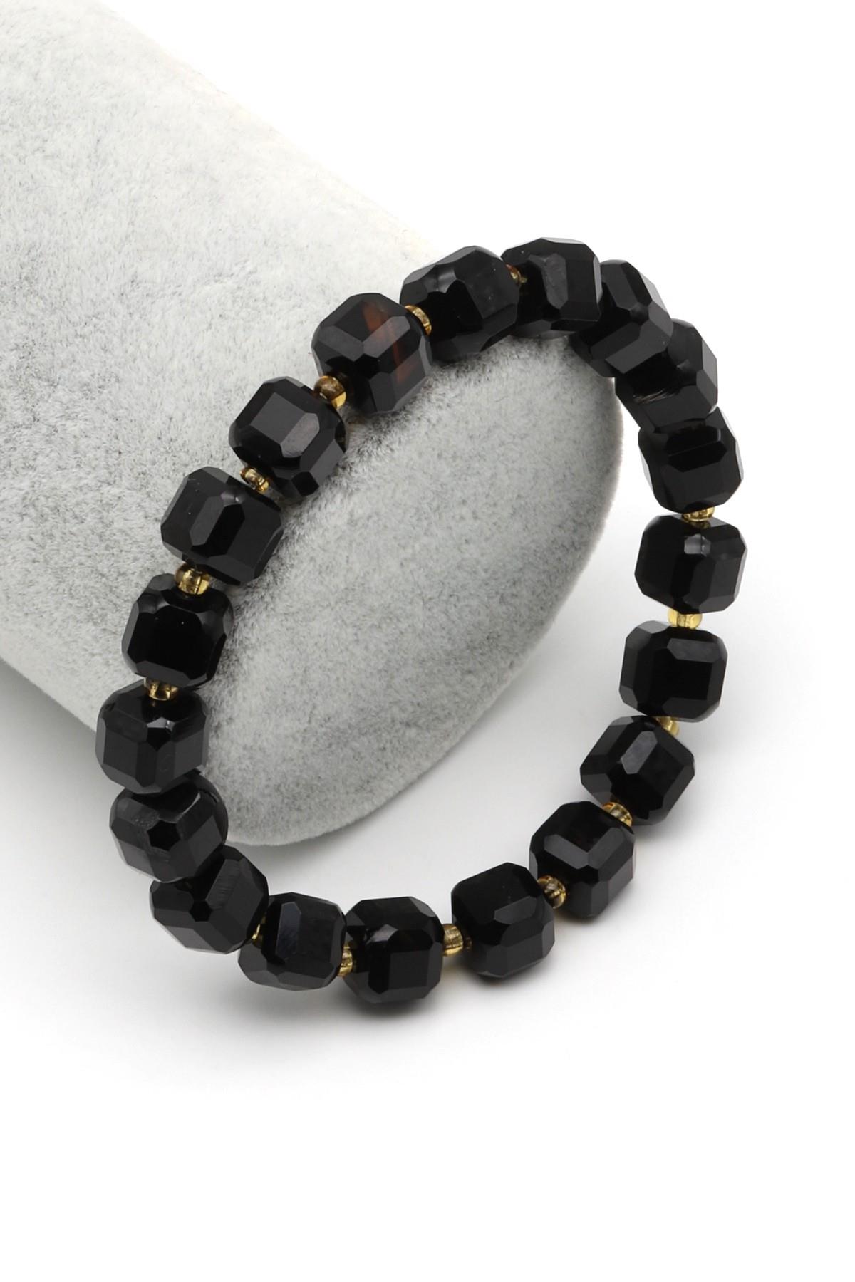 Oniks Doğal Taş Bileklik 8 mm Küp Kesim - BLK-2180