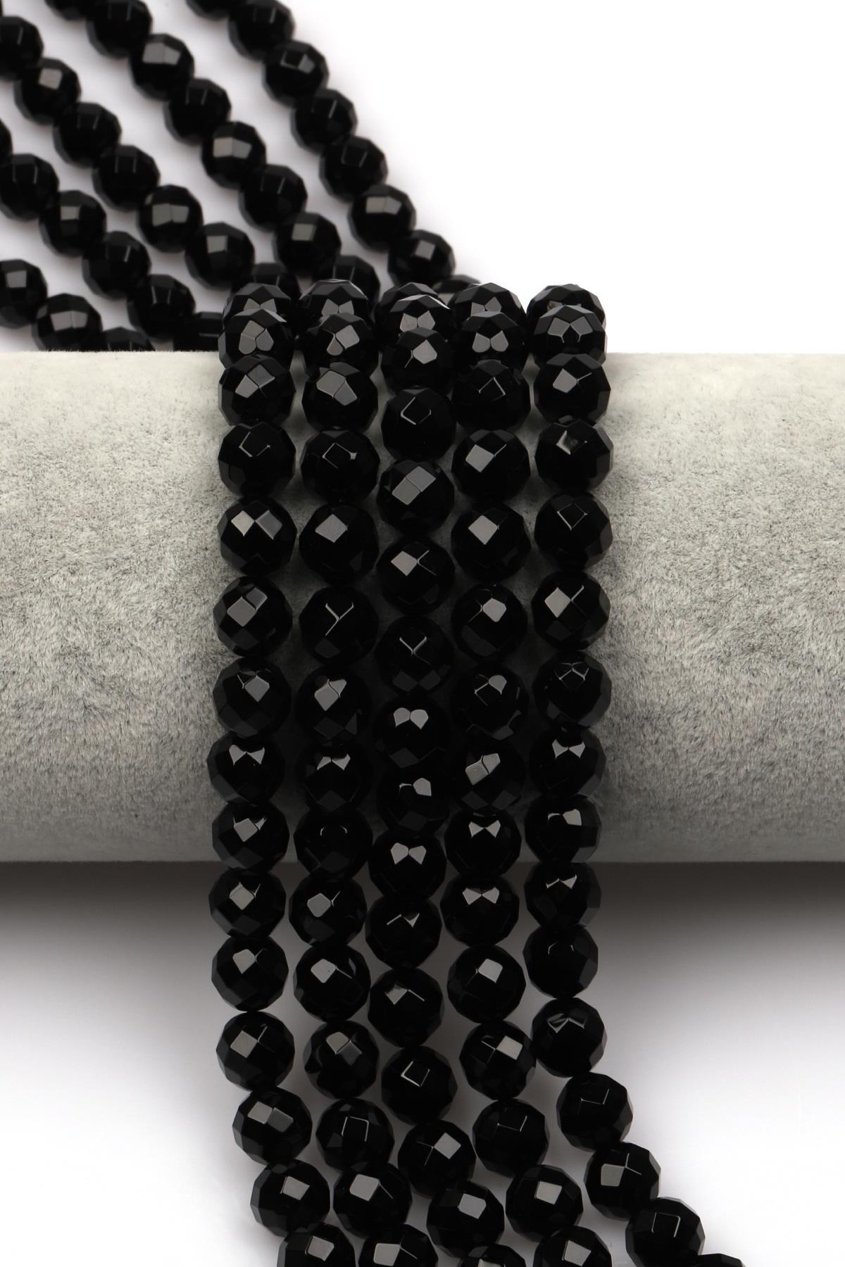 Oniks Doğaltaş Dizi 8 mm Fasetli Küre Kesim