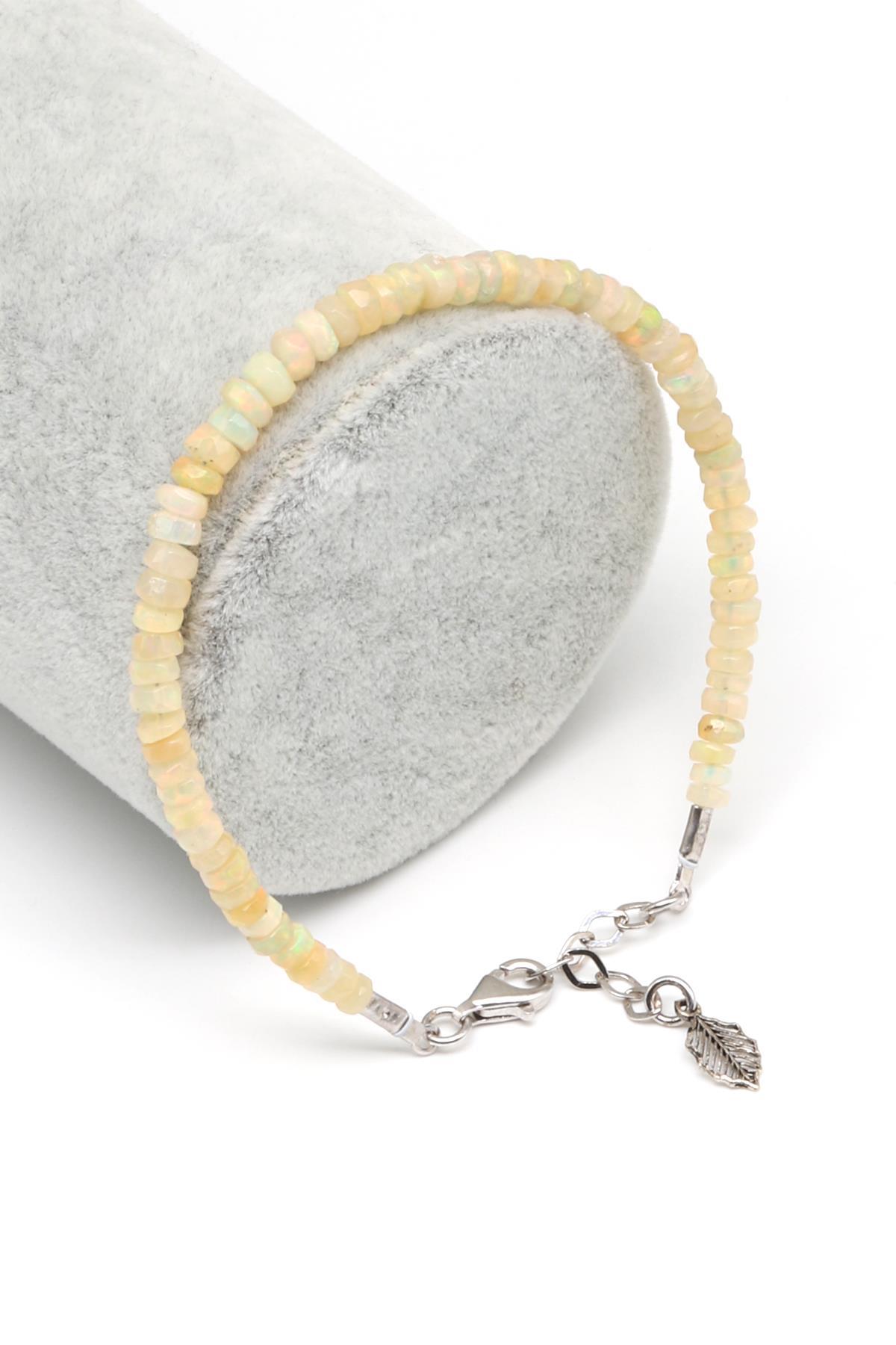 Opal Doğal Taş 925 Ayar Gümüş Bileklik