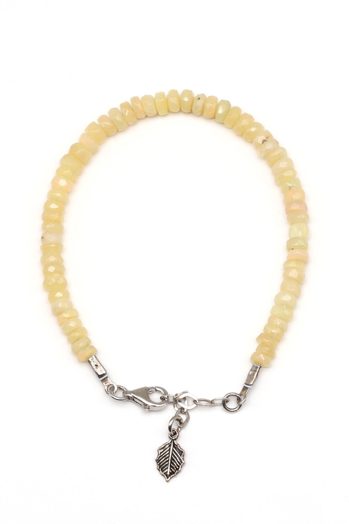 Opal Doğal Taş 925 Ayar Gümüş Bileklik