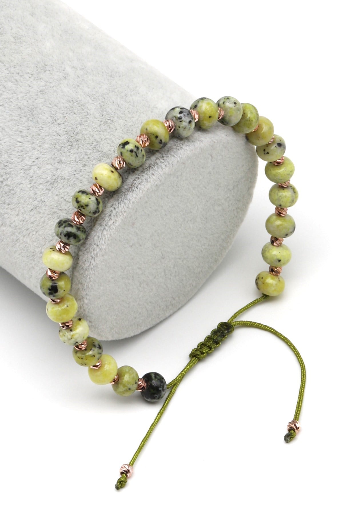 Opal Doğal Taş Makrome Örme Bileklik Rondel Kesim - BMK-596