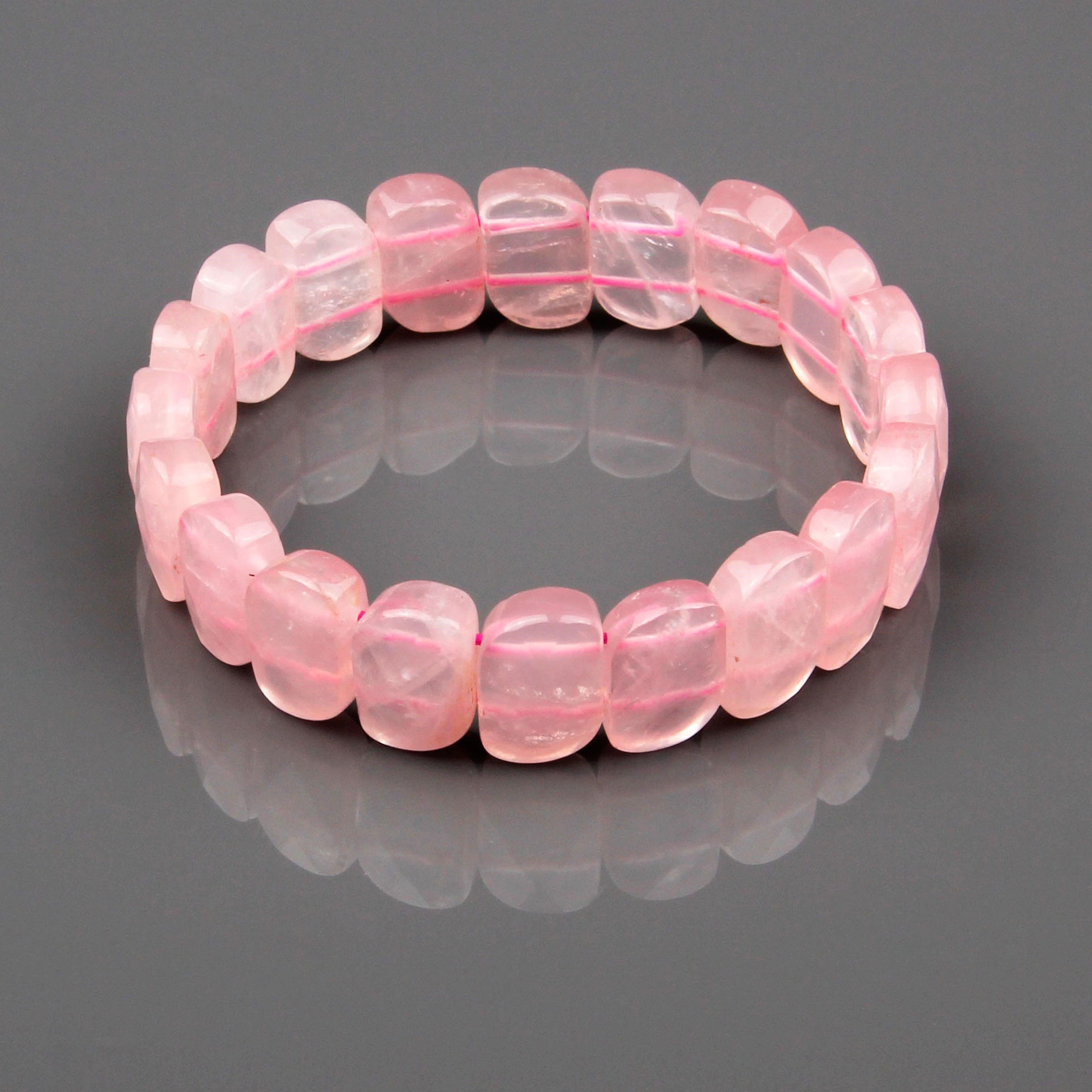 Pembe Kuvars Doğal Taş Bileklik 10 x 15 mm Özel Kesim