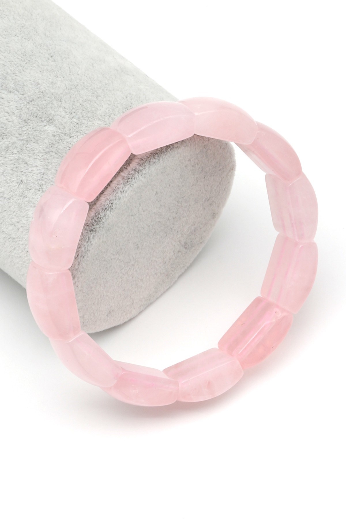 Pembe Kuvars Doğal Taş Bileklik 10 x 17 mm Özel Kesim - BLK-2411