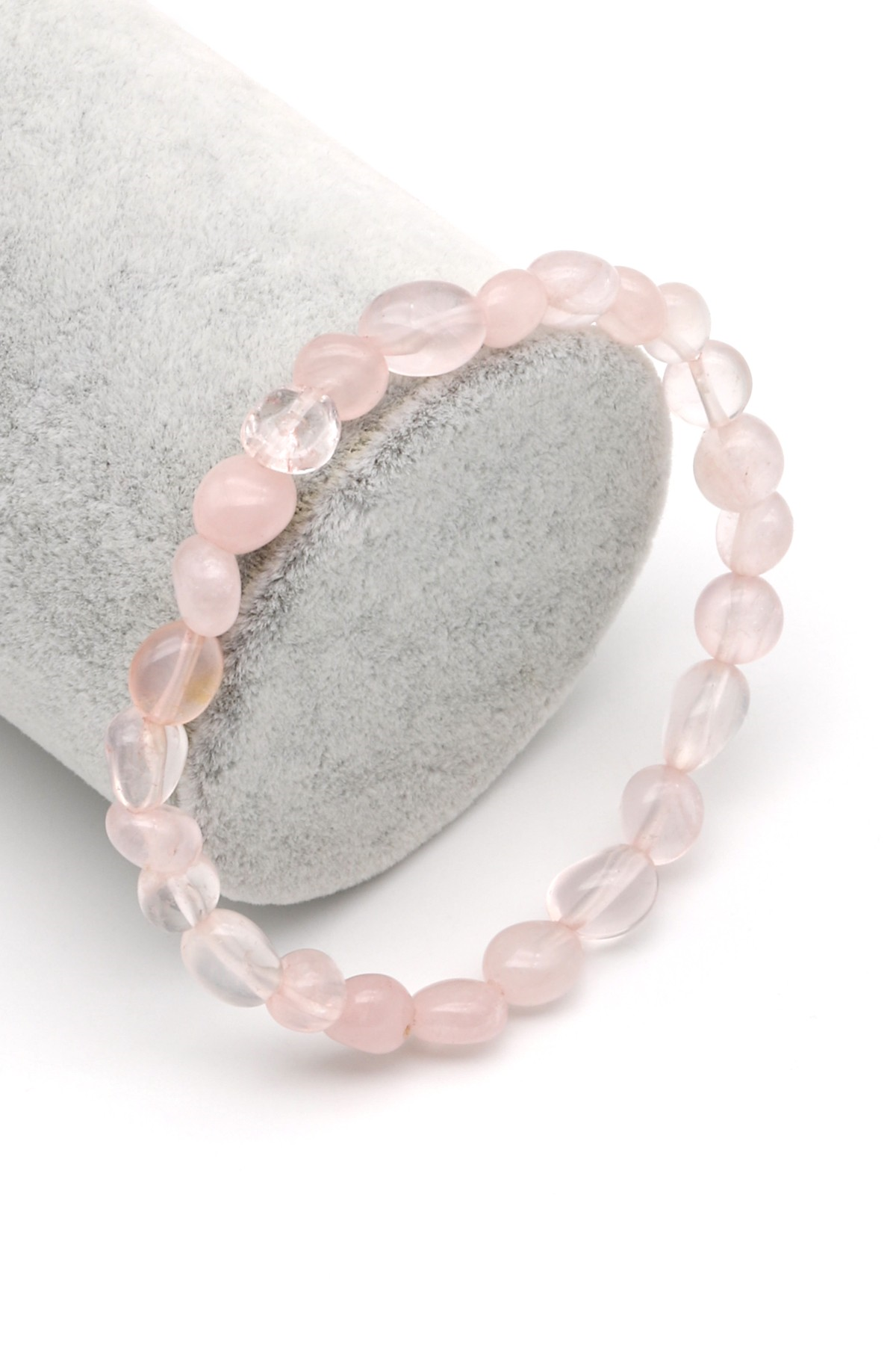 Pembe Kuvars Doğal Taş Bileklik 6 mm Mercimek Kesim - BLK-2194