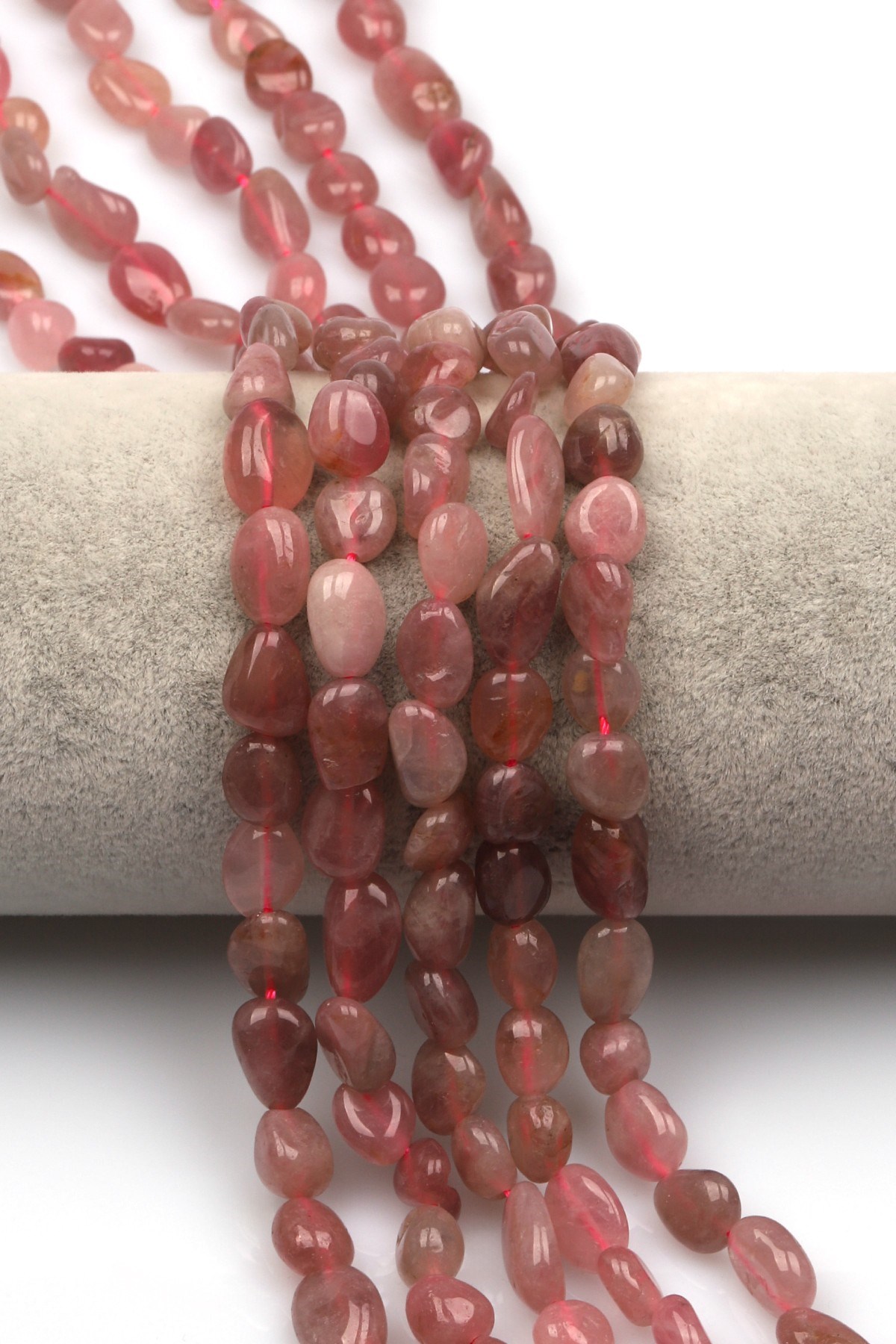 Pembe Kuvars Doğal Taş Dizi 7 x 11 mm Mercimek Kesim - DZ-1223