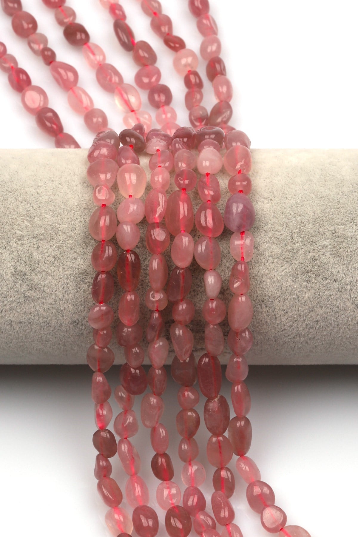 Pembe Kuvars Doğal Taş Dizi 8 x 11 mm Mercimek Kesim - DZ-1258