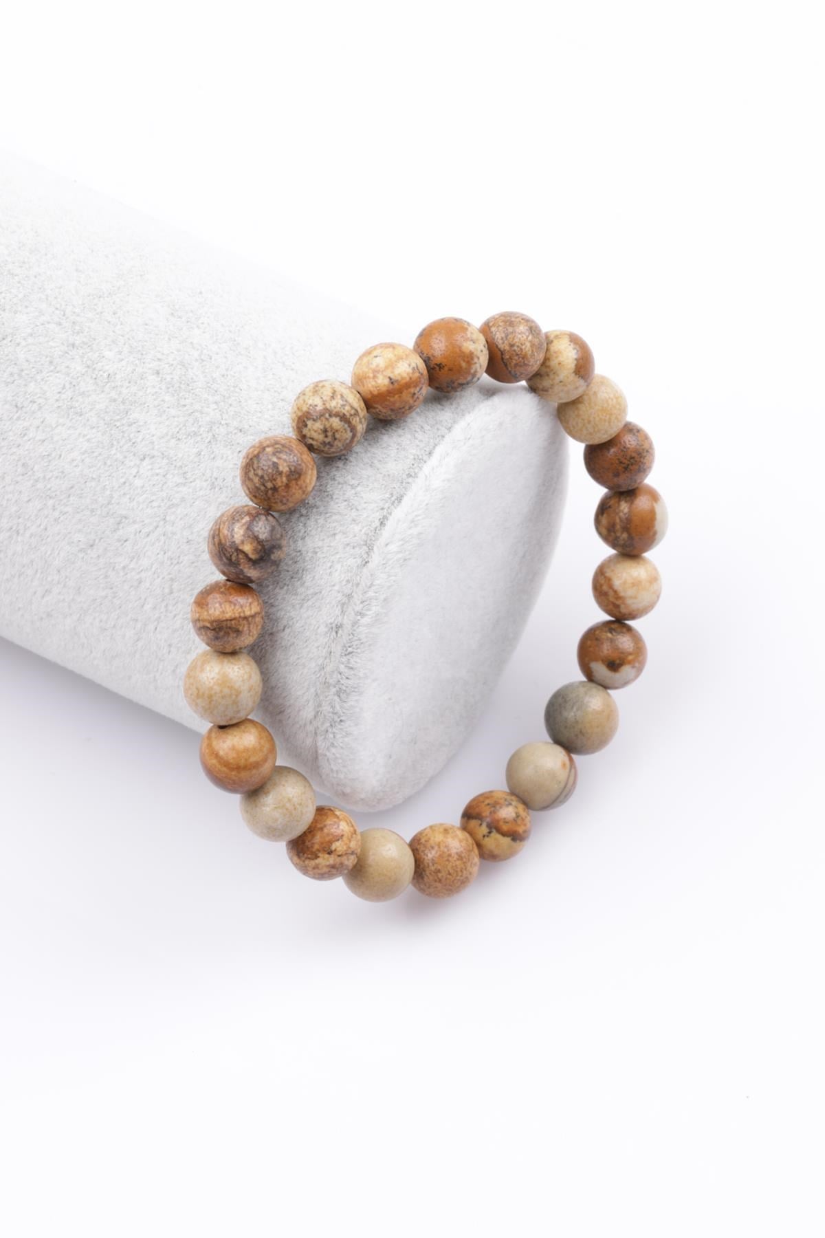Picture Jasper Doğal Taş Bileklik 8 mm Küre Kesim
