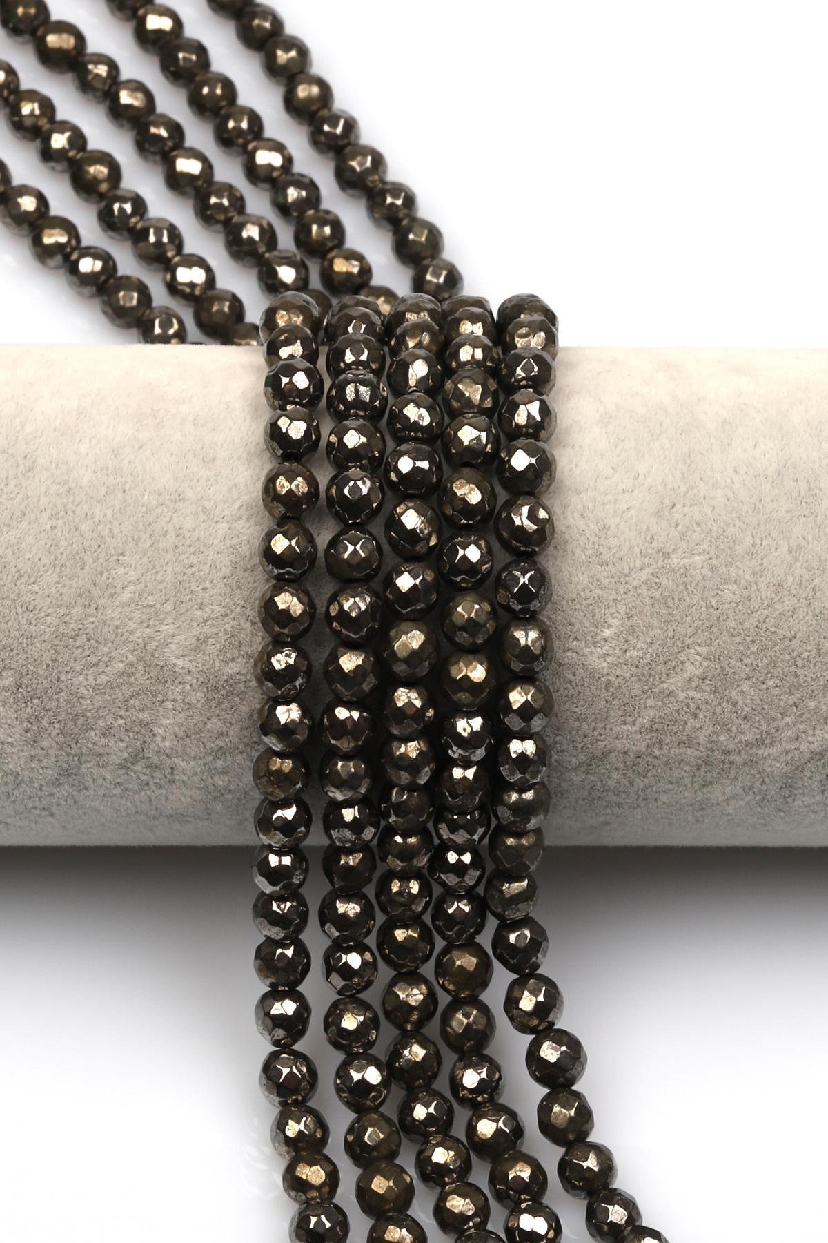 Pirit Doğal Taş Dizi 6 mm Fasetli Küre Kesim