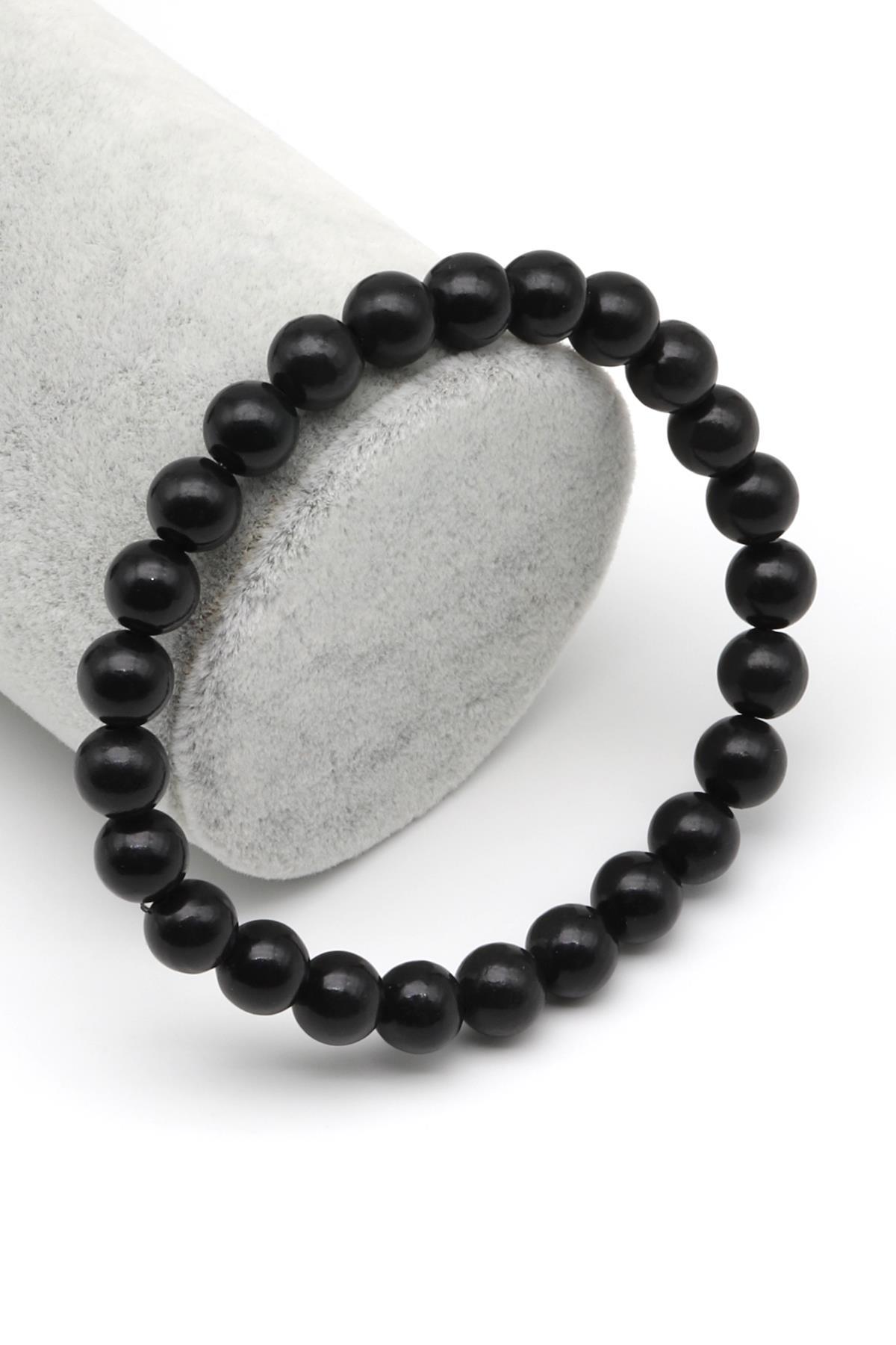 Shungite Doğal Taş Bileklik 8 mm Küre Kesim