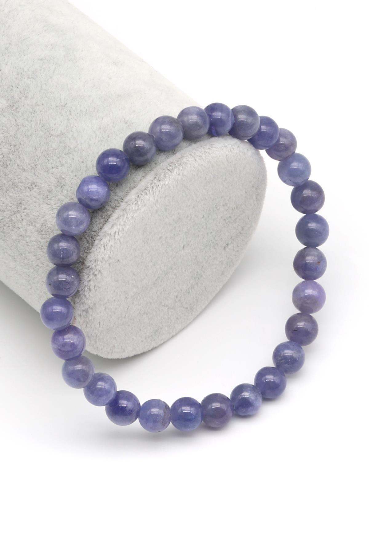 Tanzanit Doğal Taş Bileklik 6 mm Küre Kesim