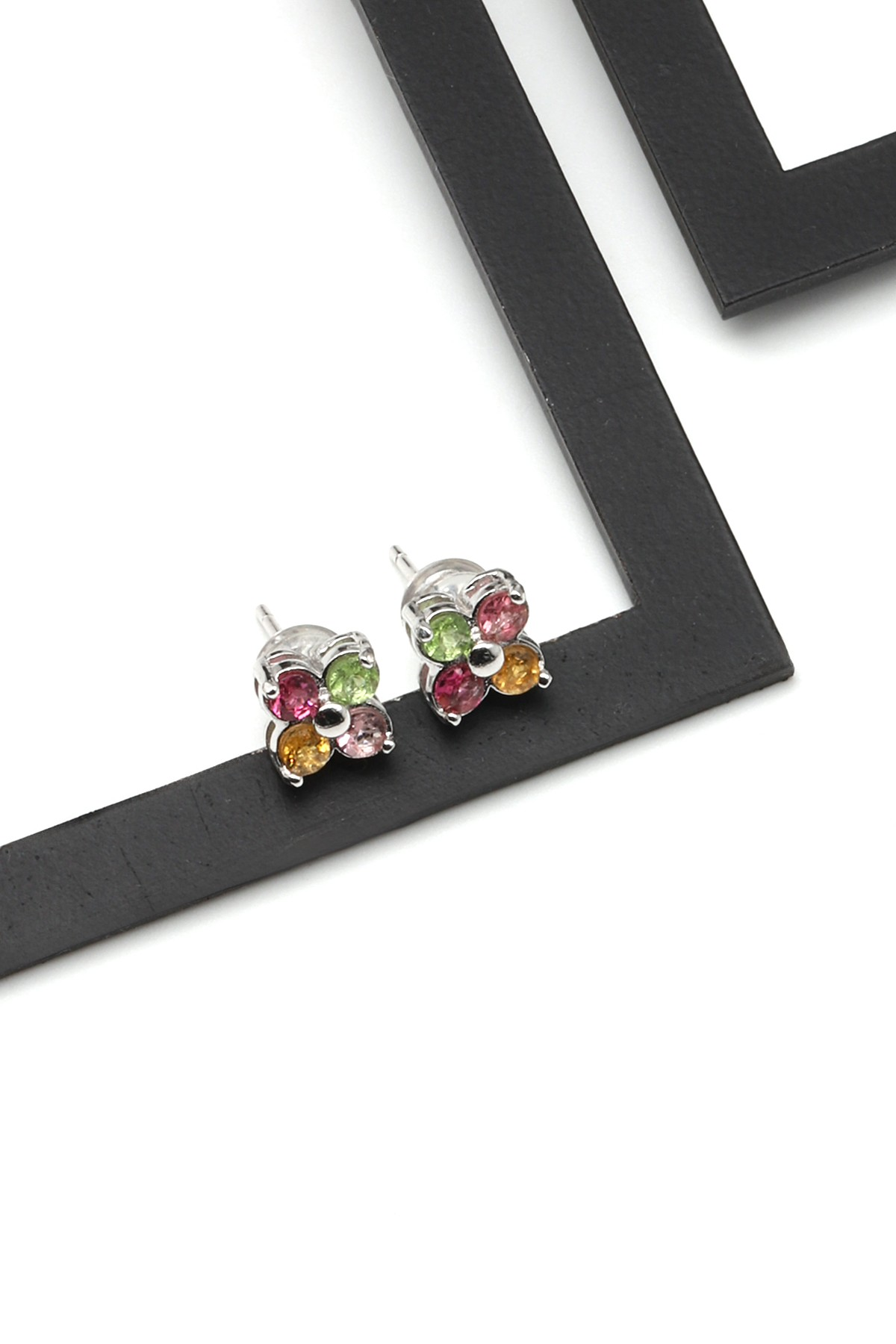 Turmalin Doğal Taş 925 Ayar Gümüş Küpe - KP-0298