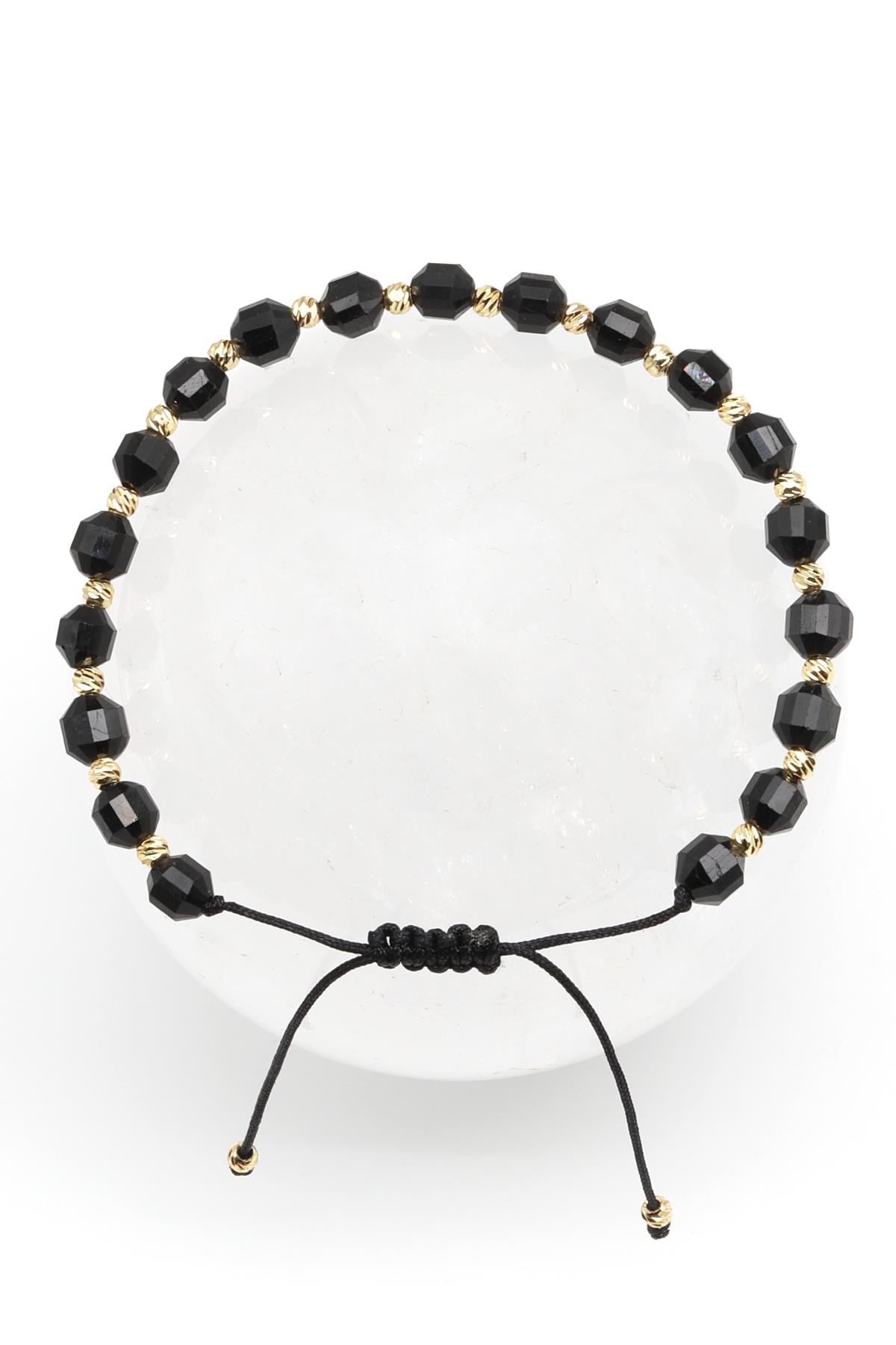 Turmalin Doğal Taş Makrome Örme Bileklik Hexagonel Kesim