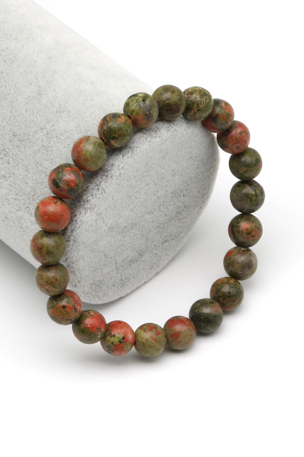 Unakit Doğal Taş Bileklik 8 mm Küre Kesim