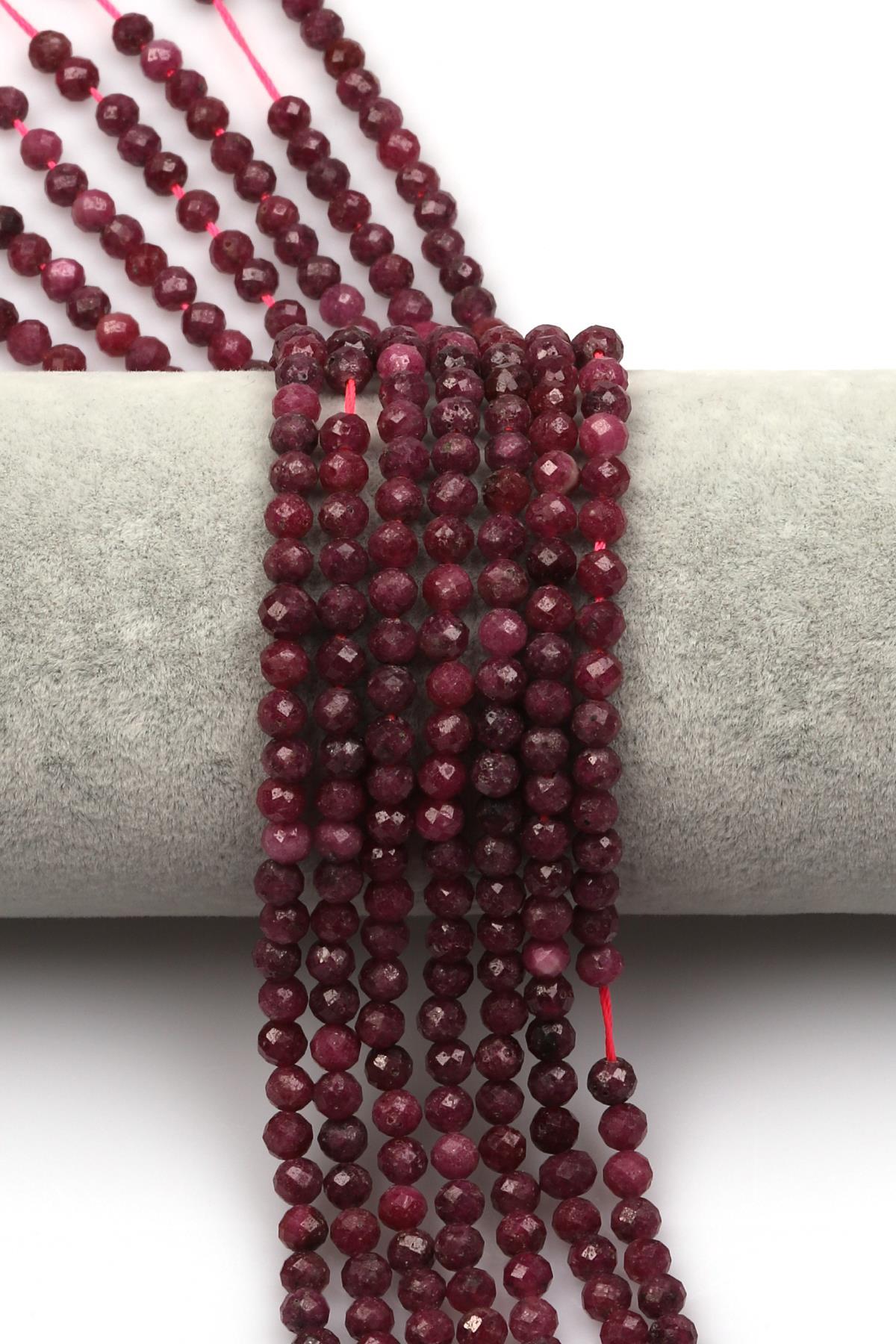 Yakut Doğal Taş Dizi 4 mm Fasetli Küre Kesim