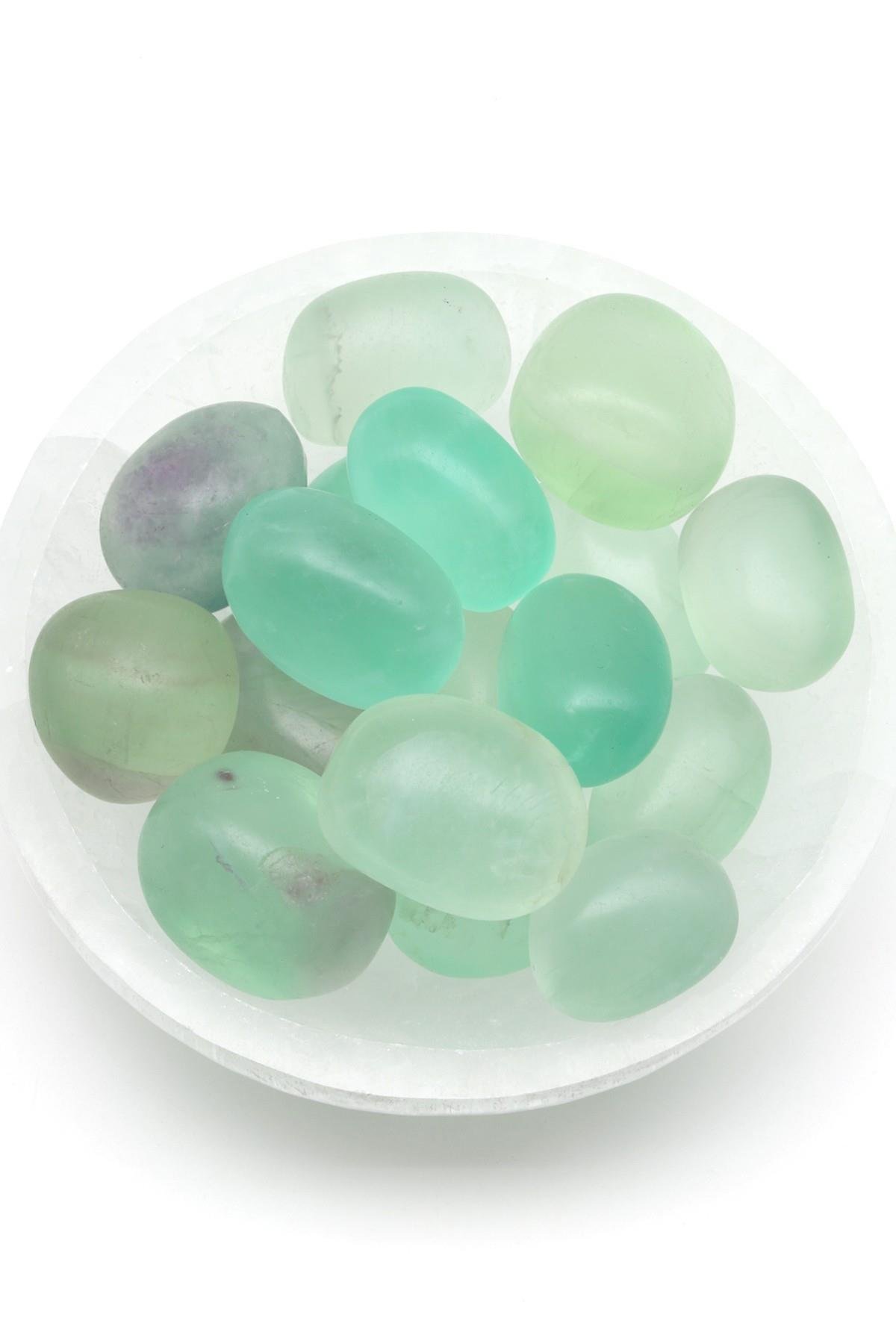 Yeşil Florit Doğal Taş Tamburlanmış Parça - Tımbıl