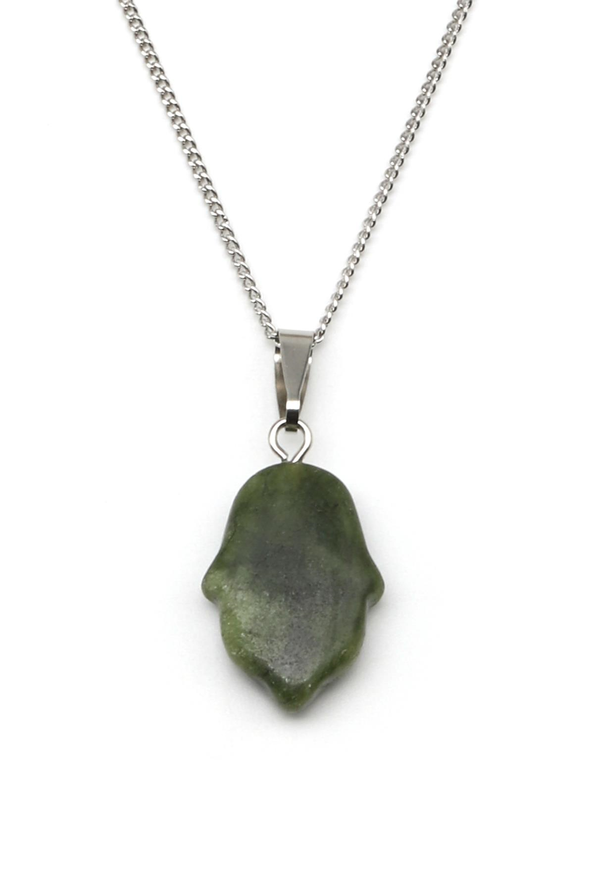 Yeşim Doğal Taş Fatma Ana Eli Kolye