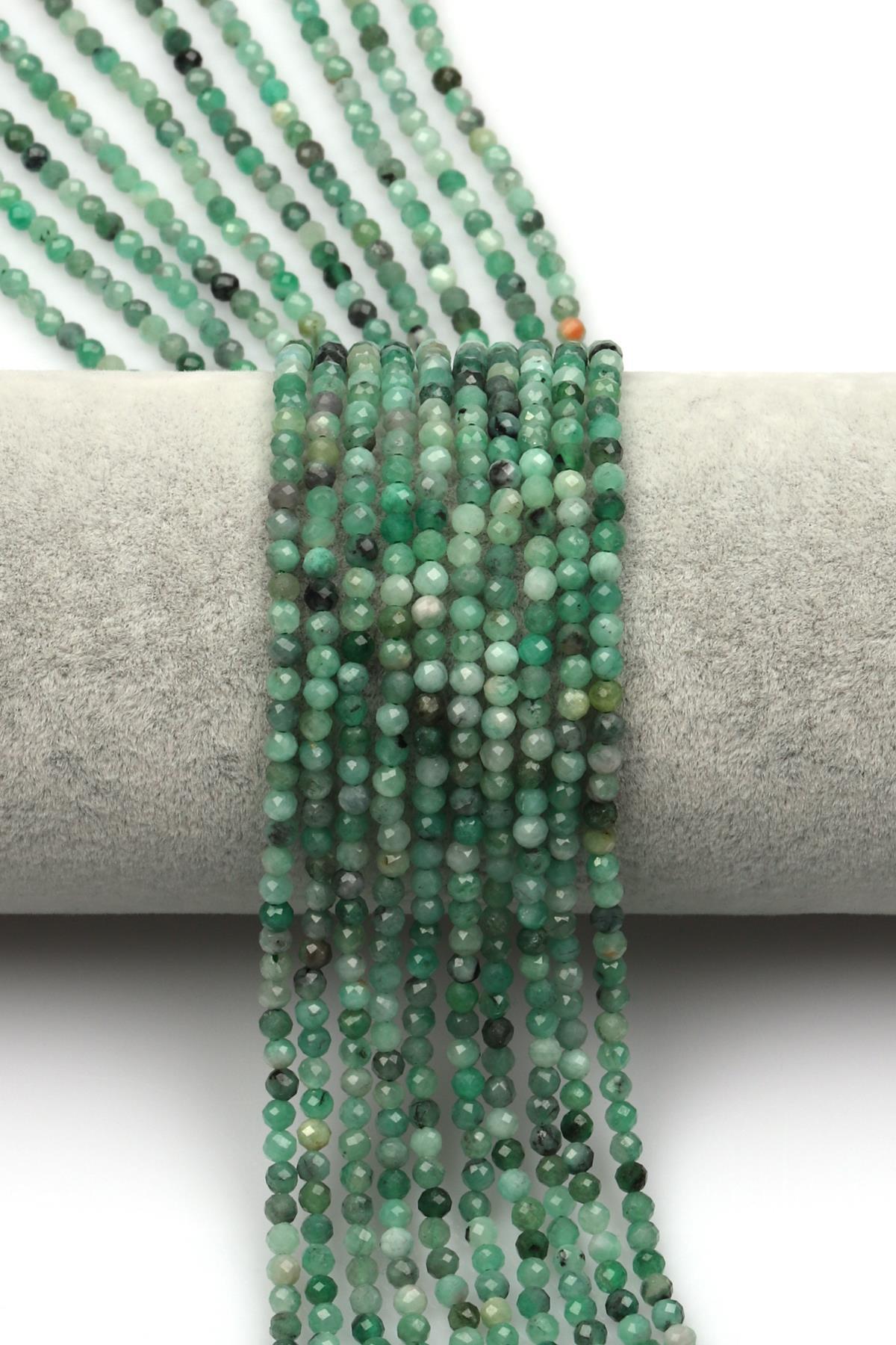 Zümrüt Doğal Taş Dizi 3 mm Fasetli Küre Kesim