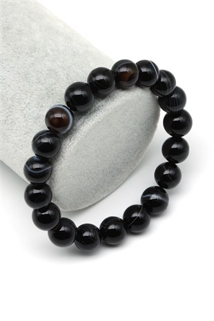 Akik Doğal Taş Bileklik 10 mm Küre Kesim - BLK-2522