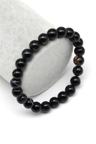 Akik Doğal Taş Bileklik 8 mm Küre Kesim - BLK-2501