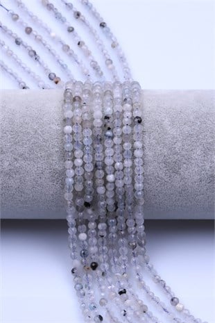 Akuamarin Doğal Taş Dizi 3 mm Fasetli Küre Kesim - DZ-1543