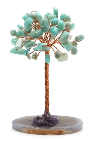 Amazonit Doğal Taş Tel Sarmalı Ağaç - DT-3327