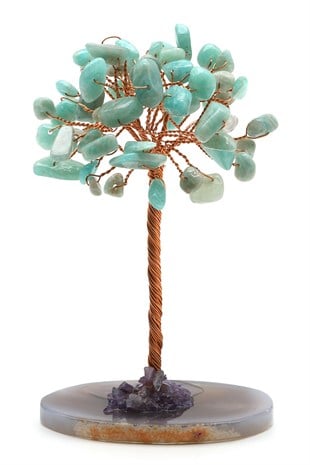 Amazonit Doğal Taş Tel Sarmalı Ağaç - DT-3327