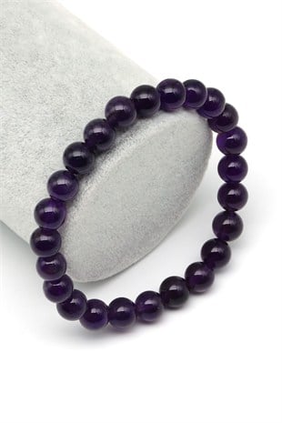 Ametist Doğal Taş Bileklik 8 mm Küre Kesim - BLK-2499