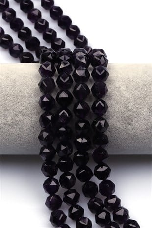 Ametist Doğal Taş Dizi 10 mm Hexagonel Kesim - DZ-1461