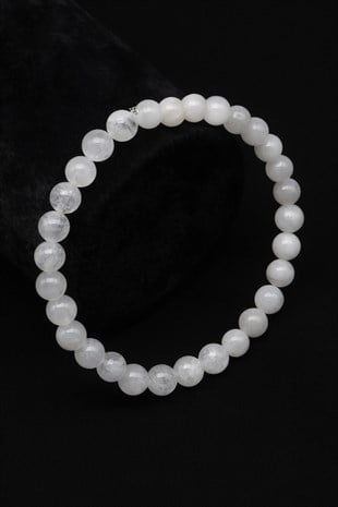 Ay Taşı Doğal Taş Bileklik 6 mm Küre Kesim - BLK-2328
