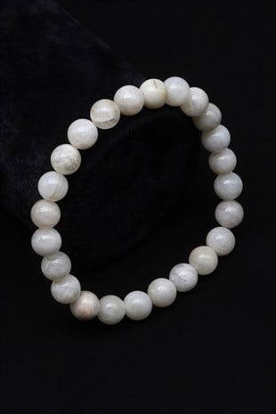Ay Taşı Doğal Taş Bileklik 8 mm Küre Kesim - BLK-2327