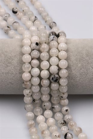 Ay Taşı Doğal Taş Dizi 8 mm Küre Kesim - DZ-1372