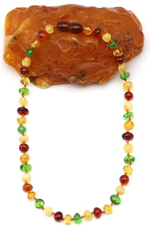 Damla Kehribar Bebek Diş Kolye - 32 cm - KHR-0333