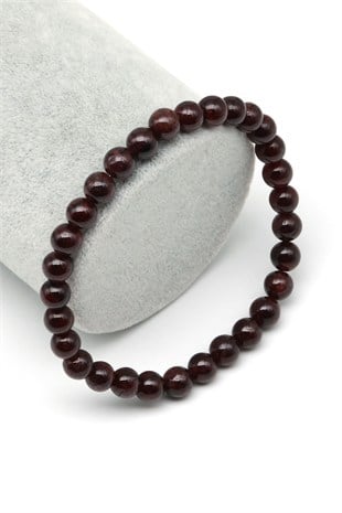 Garnet Doğal Taş Bileklik 6 mm Küre Kesim - BLK-2526