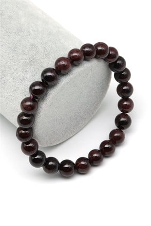 Garnet Doğal Taş Bileklik 8 mm Küre Kesim - BLK-2533
