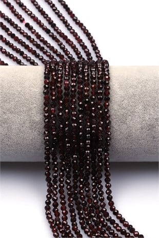 Garnet Doğal Taş Dizi 3 mm Fasetli Küre Kesim - DZ-1556